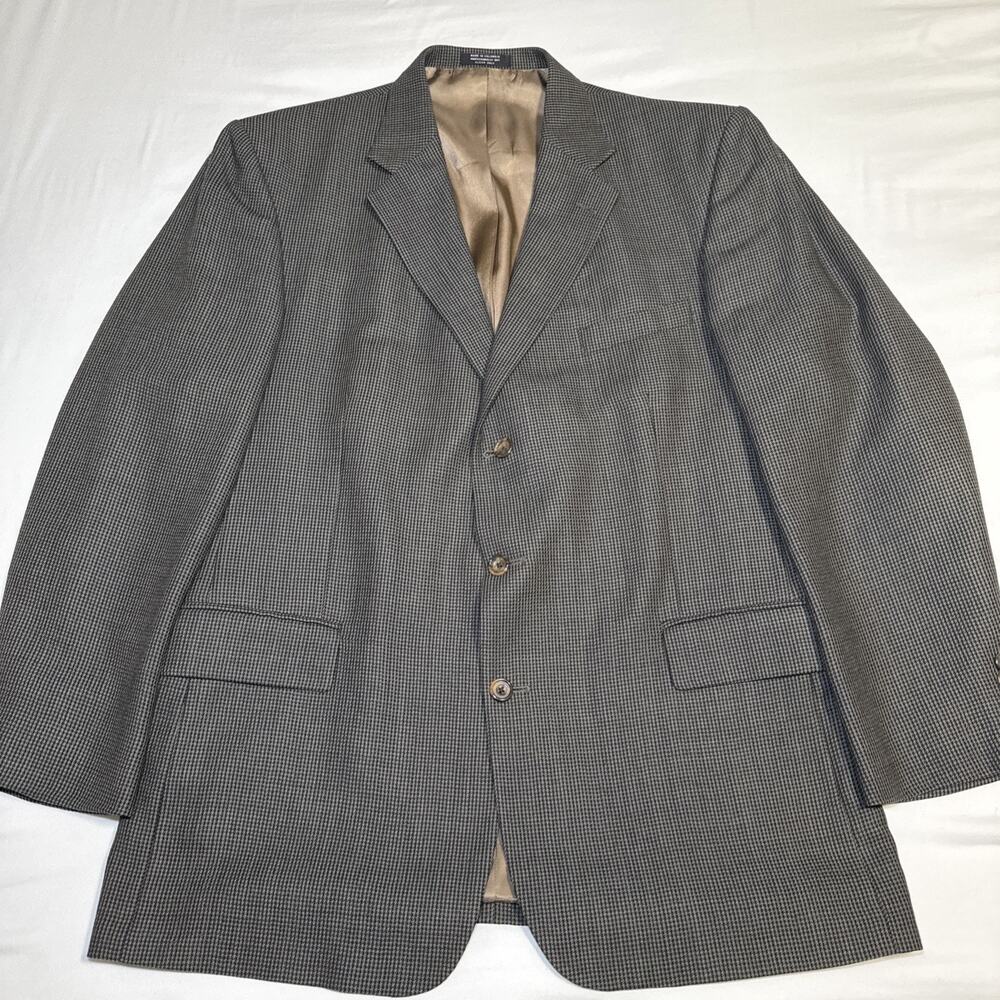 Oscar de La Renta 100% Wool Sport Coat Blazer Jacket Mens 48 L Houndstooth EUC